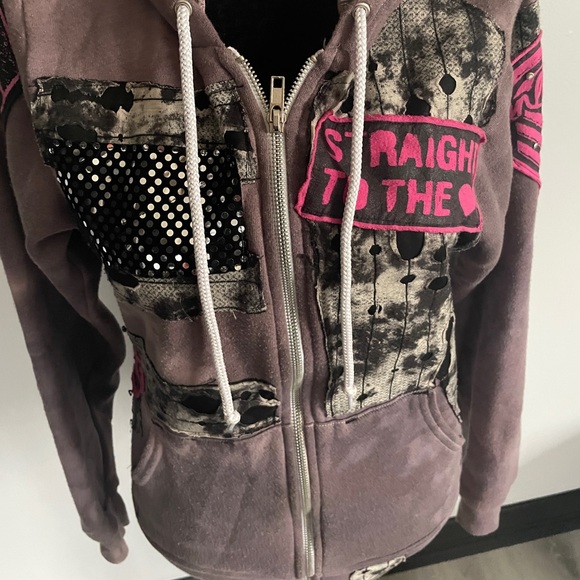 Handmade purple pink unlocal small zip up hoodie - Picture 2 of 4
